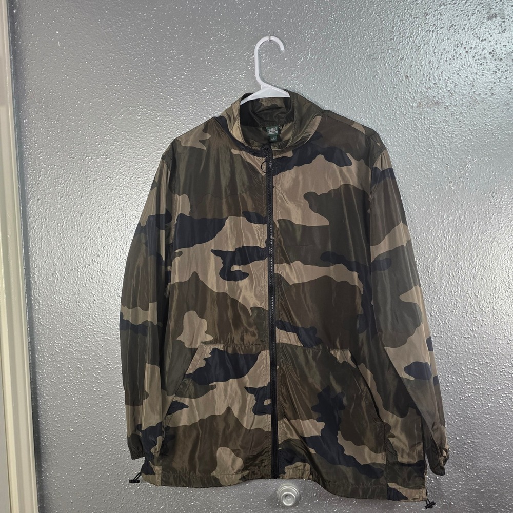 Wild Fable Womens Camo Windbreaker Jacket Green Brown Full Zip Size M